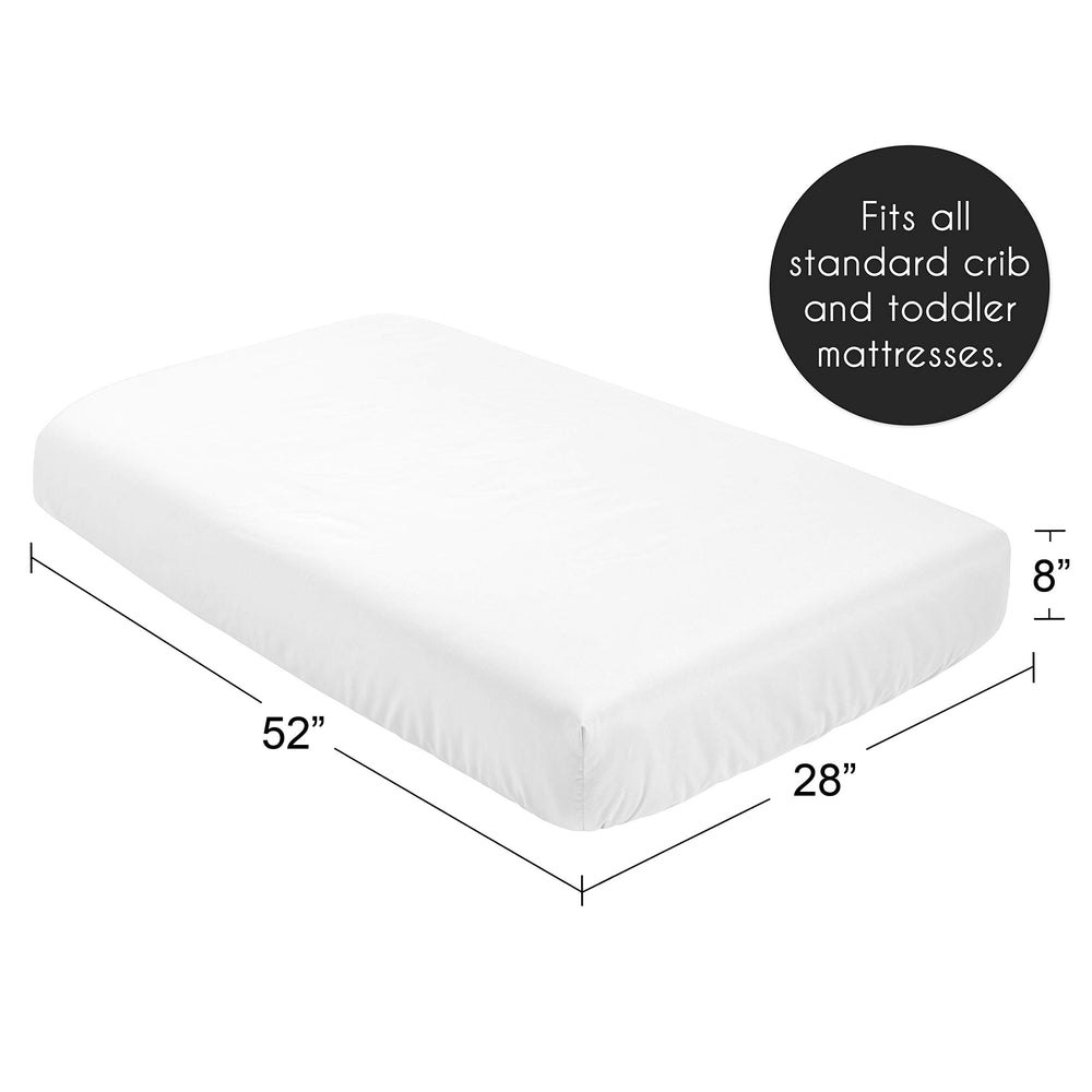 Sweet Jojo Designs standard size crib sheet 52x28x8 enables quick changes.