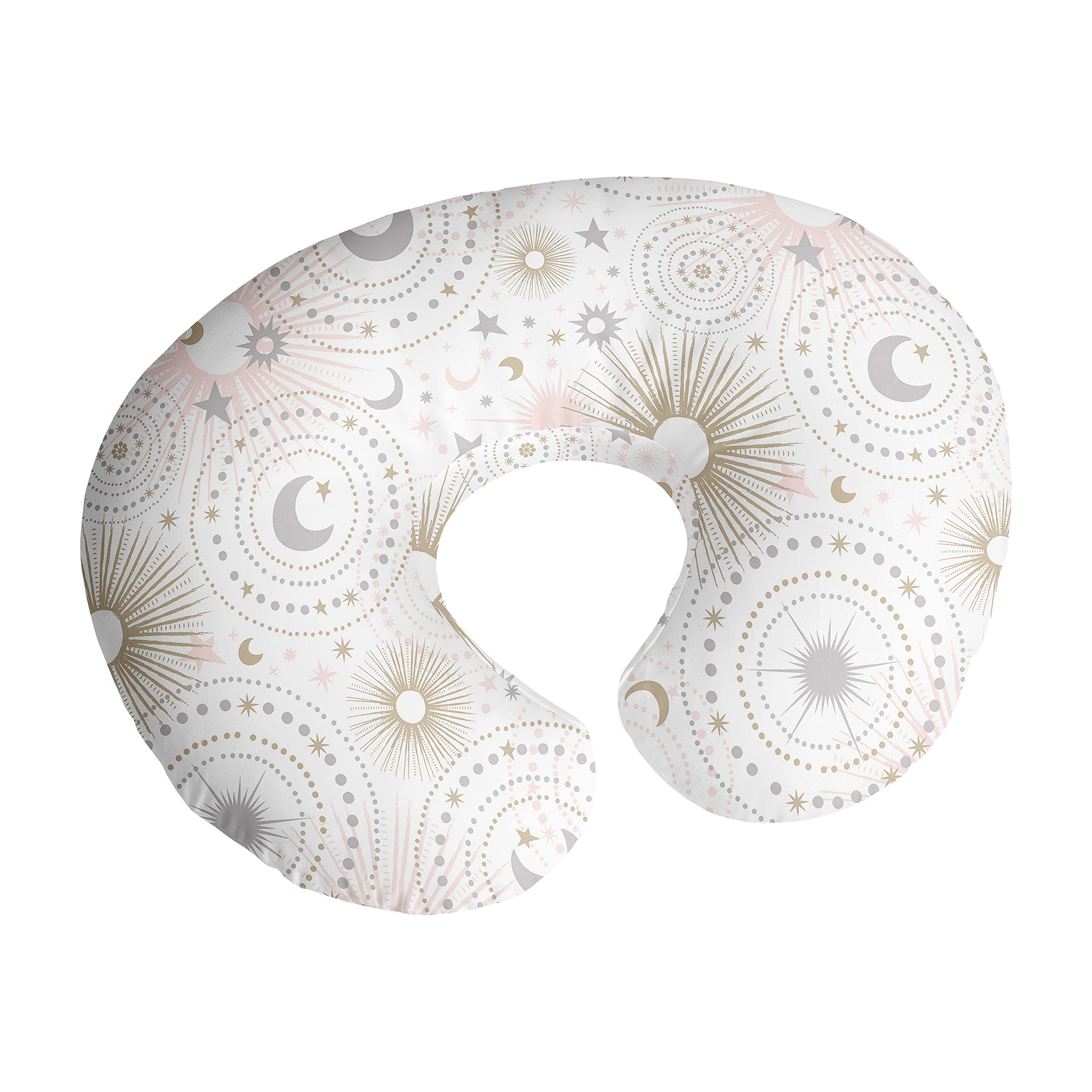 Sweet Jojo Designs star and moon nursing pillow cover with celestial stars on the front