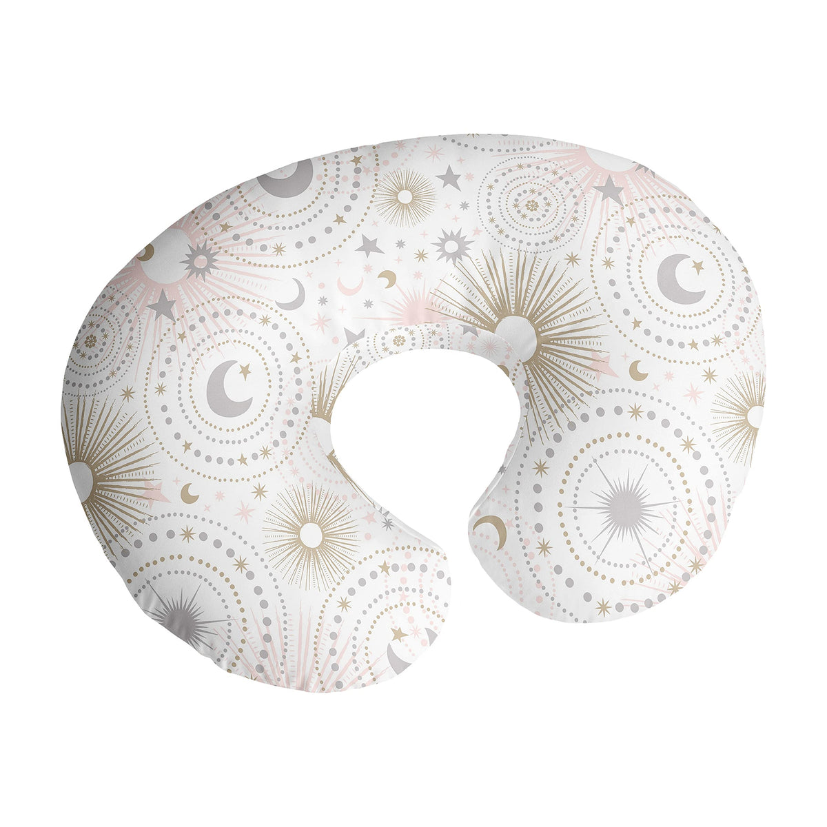 Sweet Jojo Designs star and moon nursing pillow cover with celestial stars on the front
