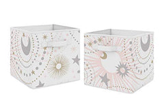 Sweet Jojo Designs star and moon storage cubes in pink and grey keep toys organized