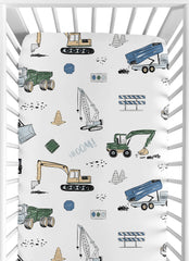 Sweet Jojo Designs tire tracks print crib sheet for playful nursery decor.