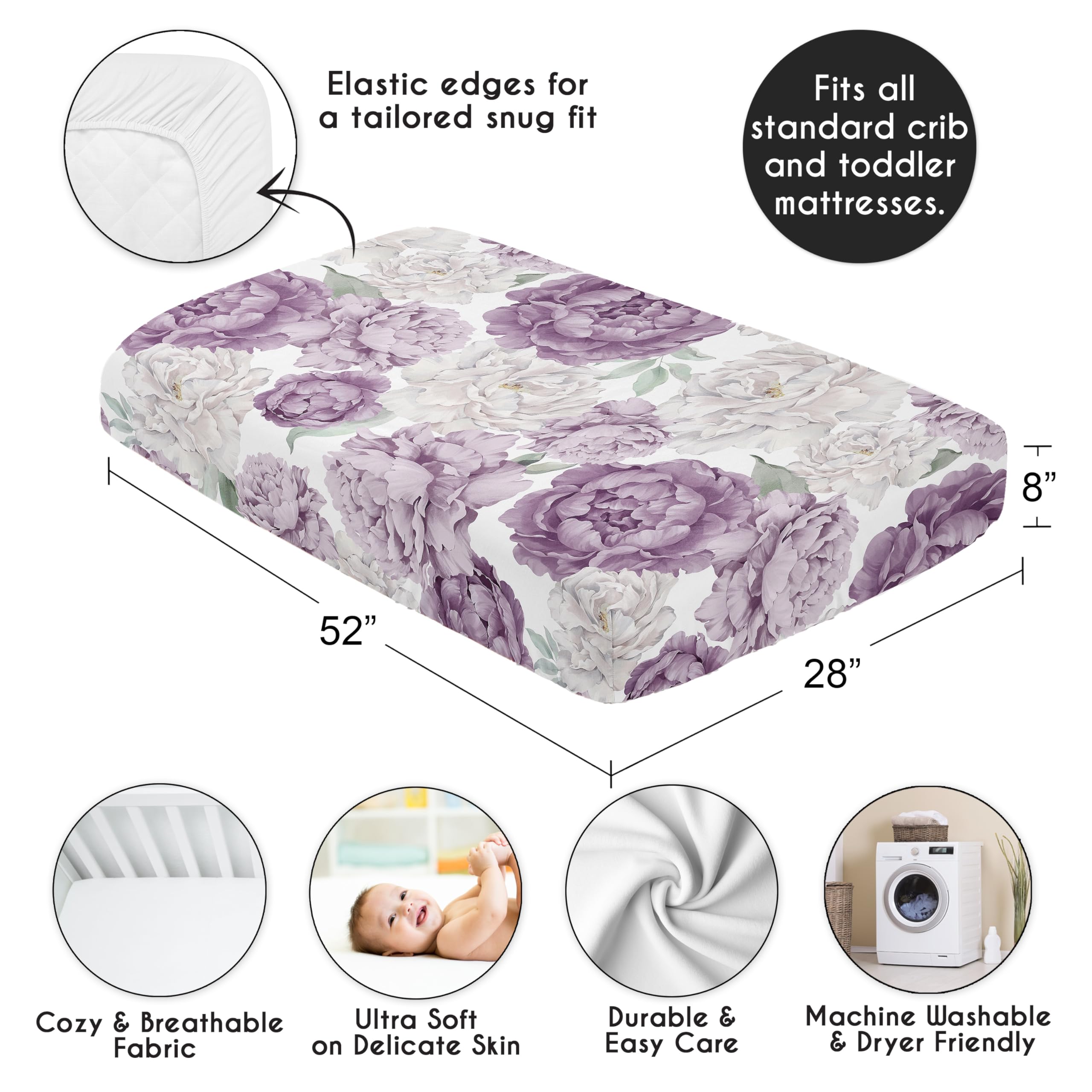 Sweet Jojo Designs vibrant floral print crib sheet adds color to nursery decor