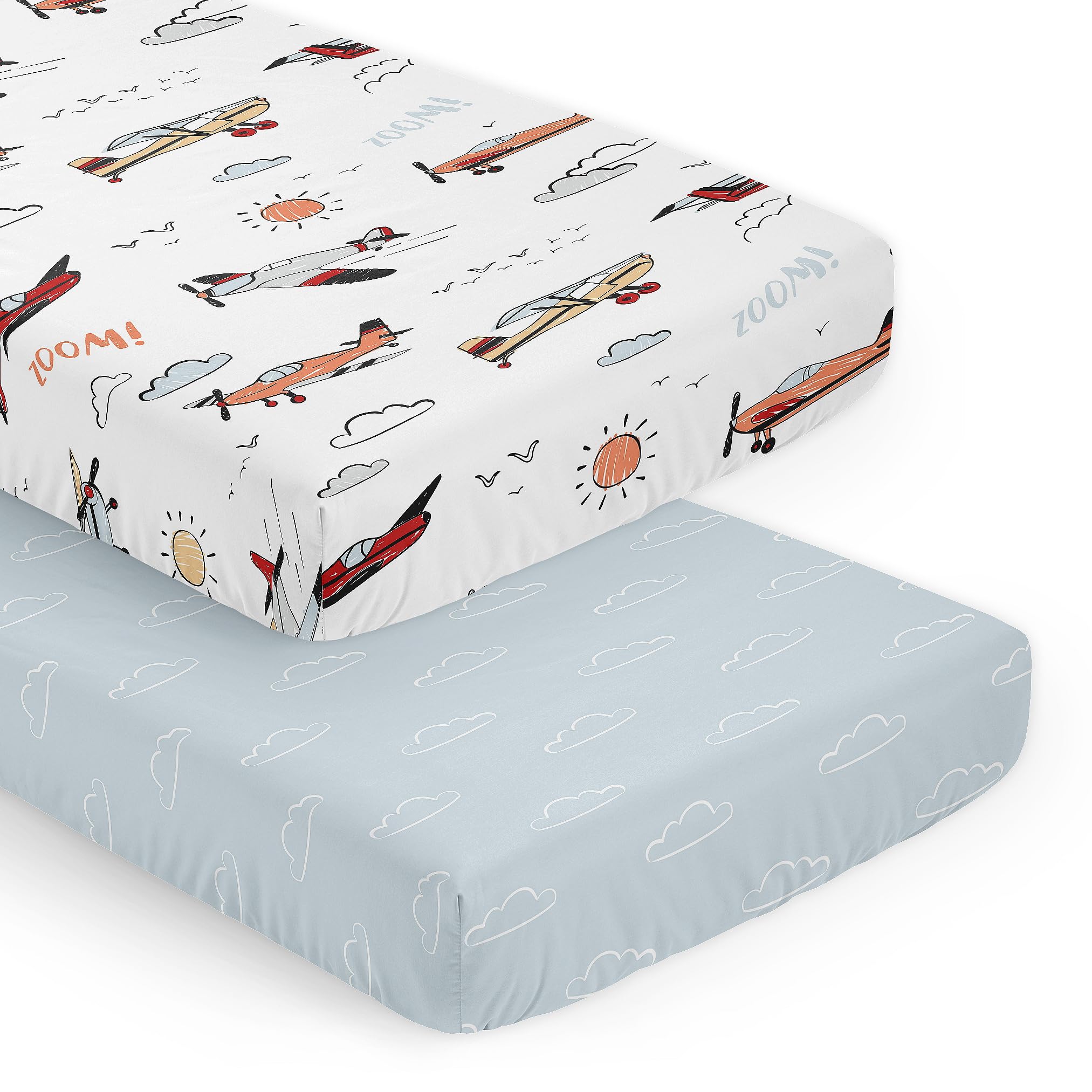 Sweet Jojo Designs vintage airplane crib sheet print for cozy sleep
