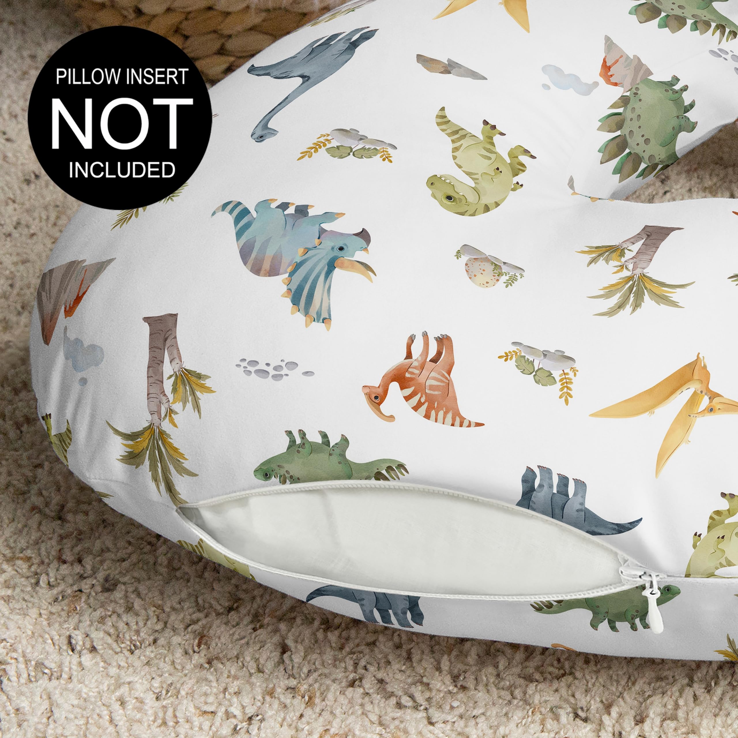 Zipper and easy-change feature on Sweet Jojo Designs dinosaur nursing pillow cover