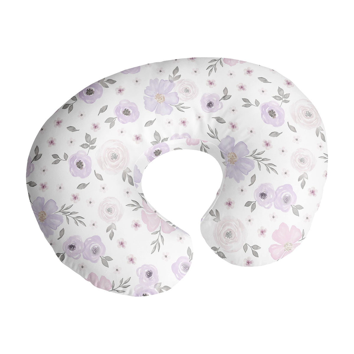 Sweet Jojo Designs watercolor floral nursing pillow cover complements nursery decor