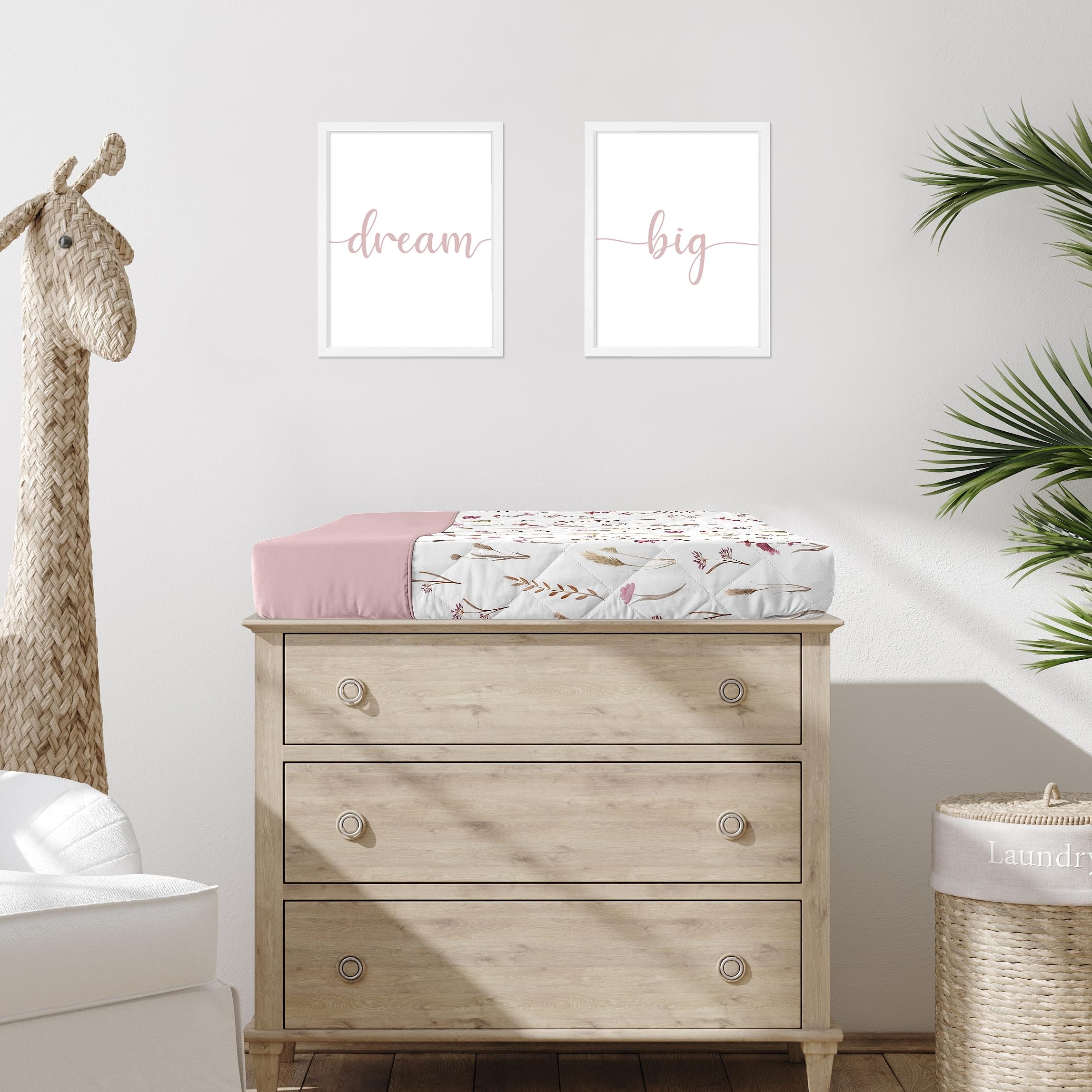 Sweet Jojo Designs watercolor wildflower pattern adds calming nursery ambiance and soft styling.