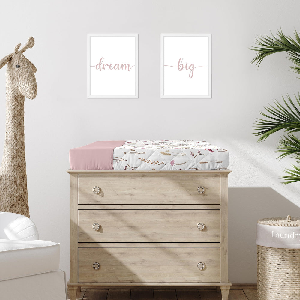 Sweet Jojo Designs watercolor wildflower pattern adds calming nursery ambiance and soft styling.