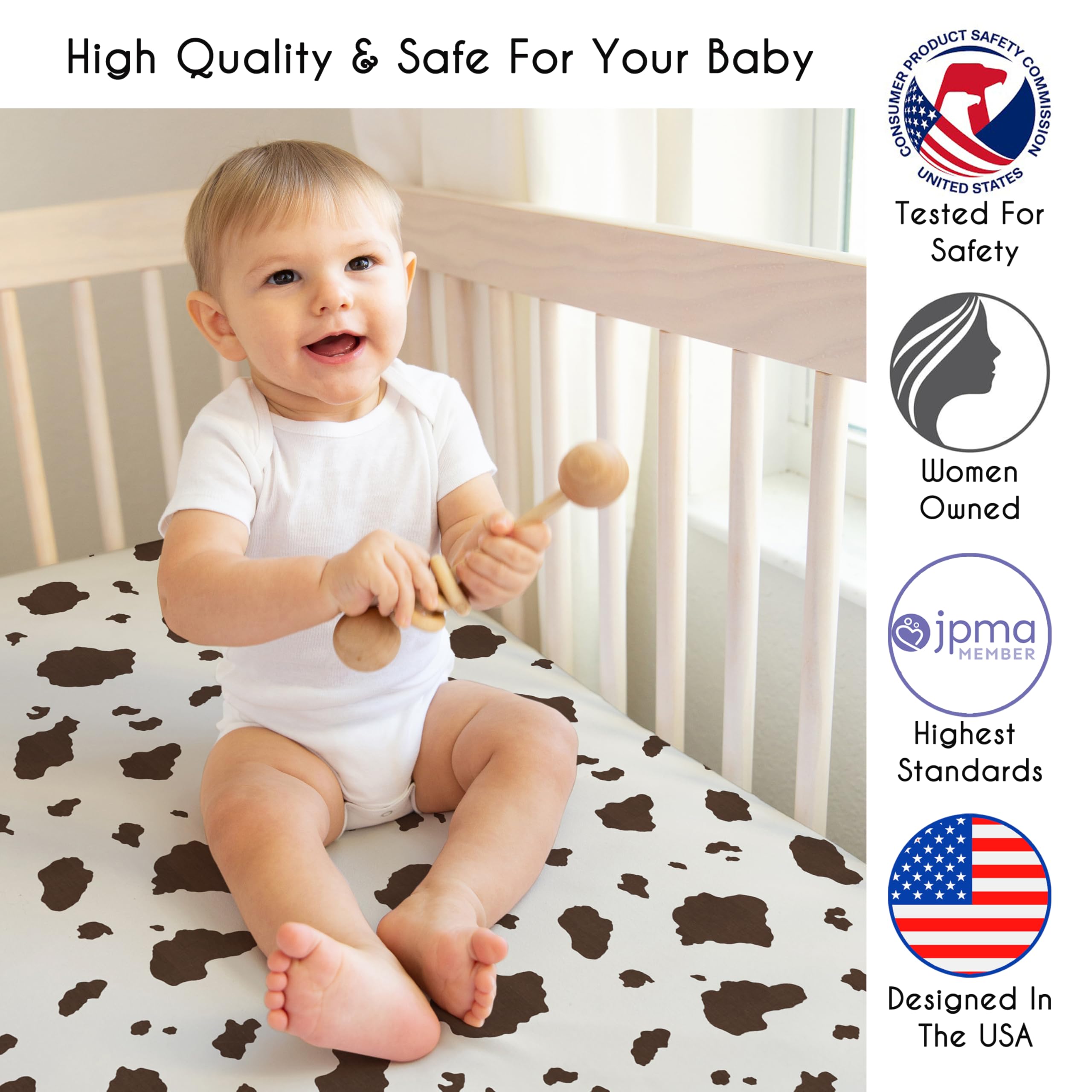 Sweet Jojo Designs western cowboy crib skirt hides under crib storage with a polished look