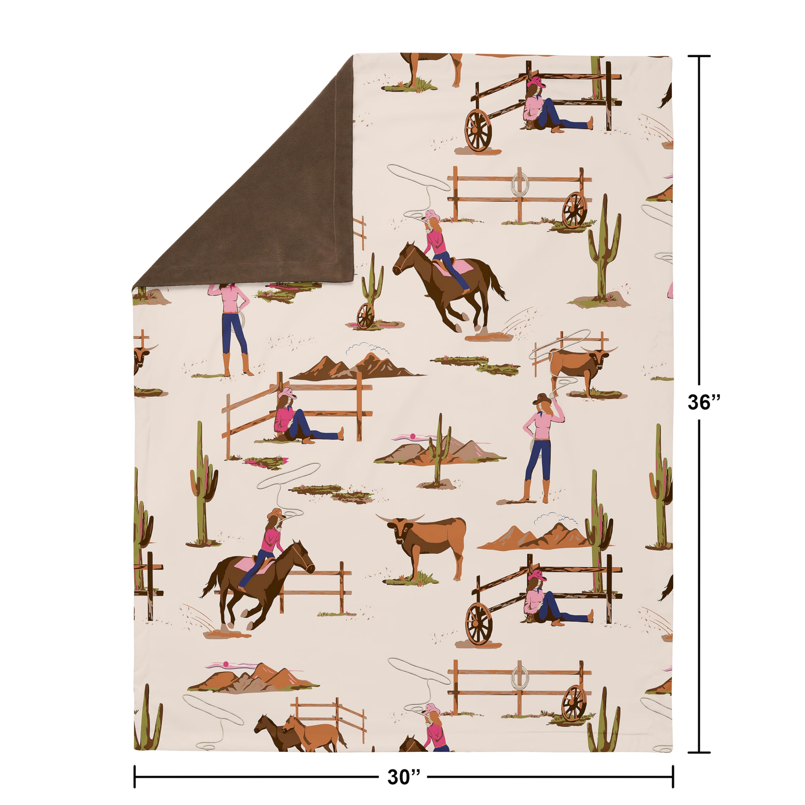Sweet Jojo Designs western cowgirl blanket coordinates with nursery decor for cohesive styling.
