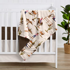 Sweet Jojo Designs western cowgirl blanket reverse brown minky for warm cuddles.