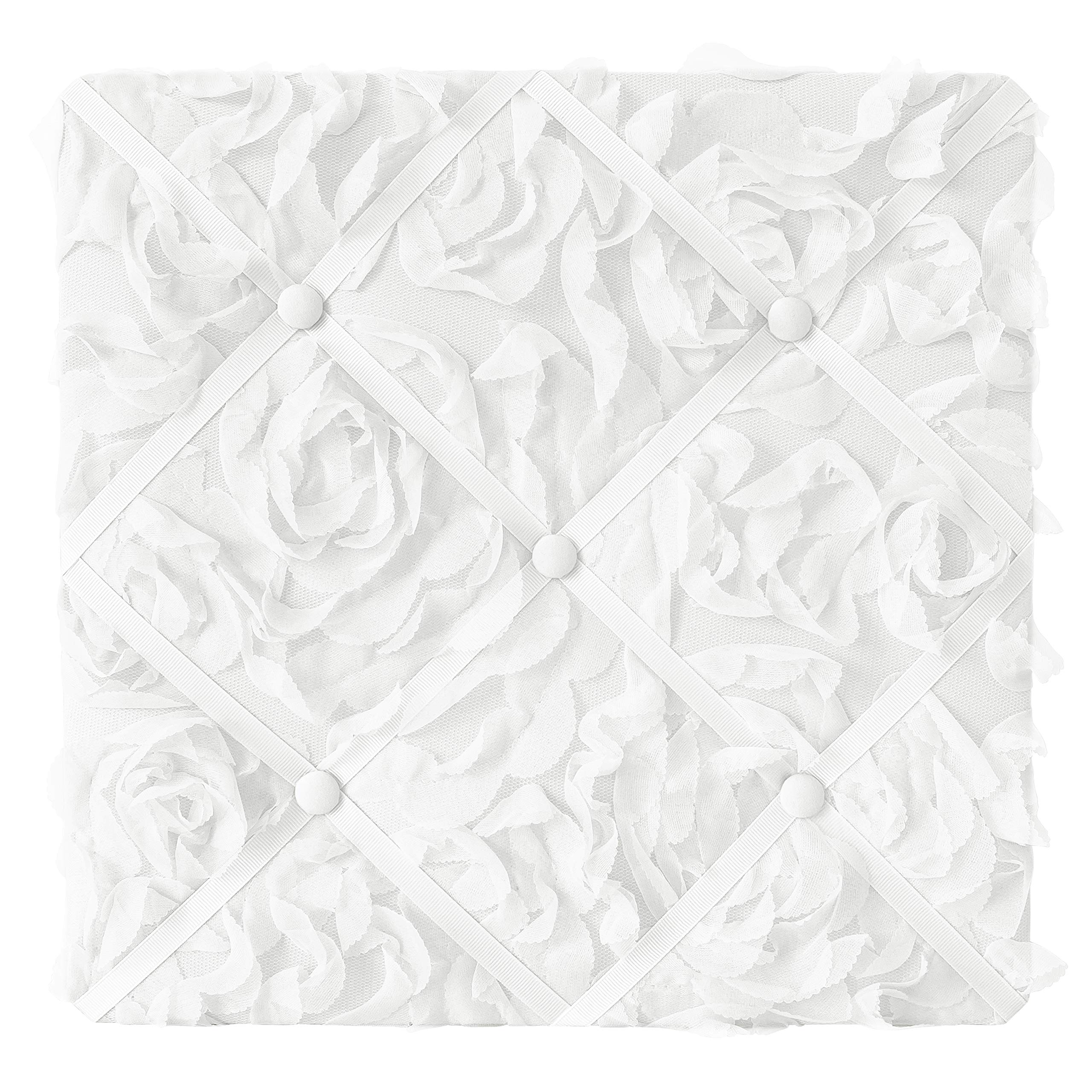 Sweet Jojo Designs memo board front view highlights elegant white floral roses for stylish memories.