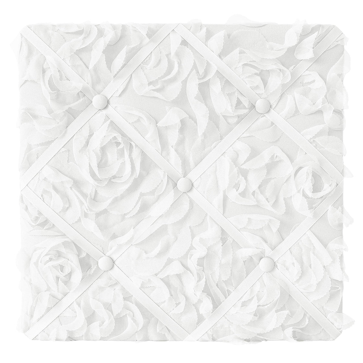Sweet Jojo Designs memo board front view highlights elegant white floral roses for stylish memories.