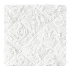 Sweet Jojo Designs memo board front view highlights elegant white floral roses for stylish memories.