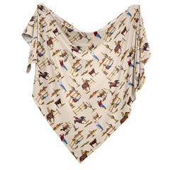 Wild West cowboy pattern close-up highlighting the colorful nursery decor design