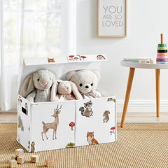 Sweet Jojo Designs woodland animals print bin adds adorable decor while organizing clothes.
