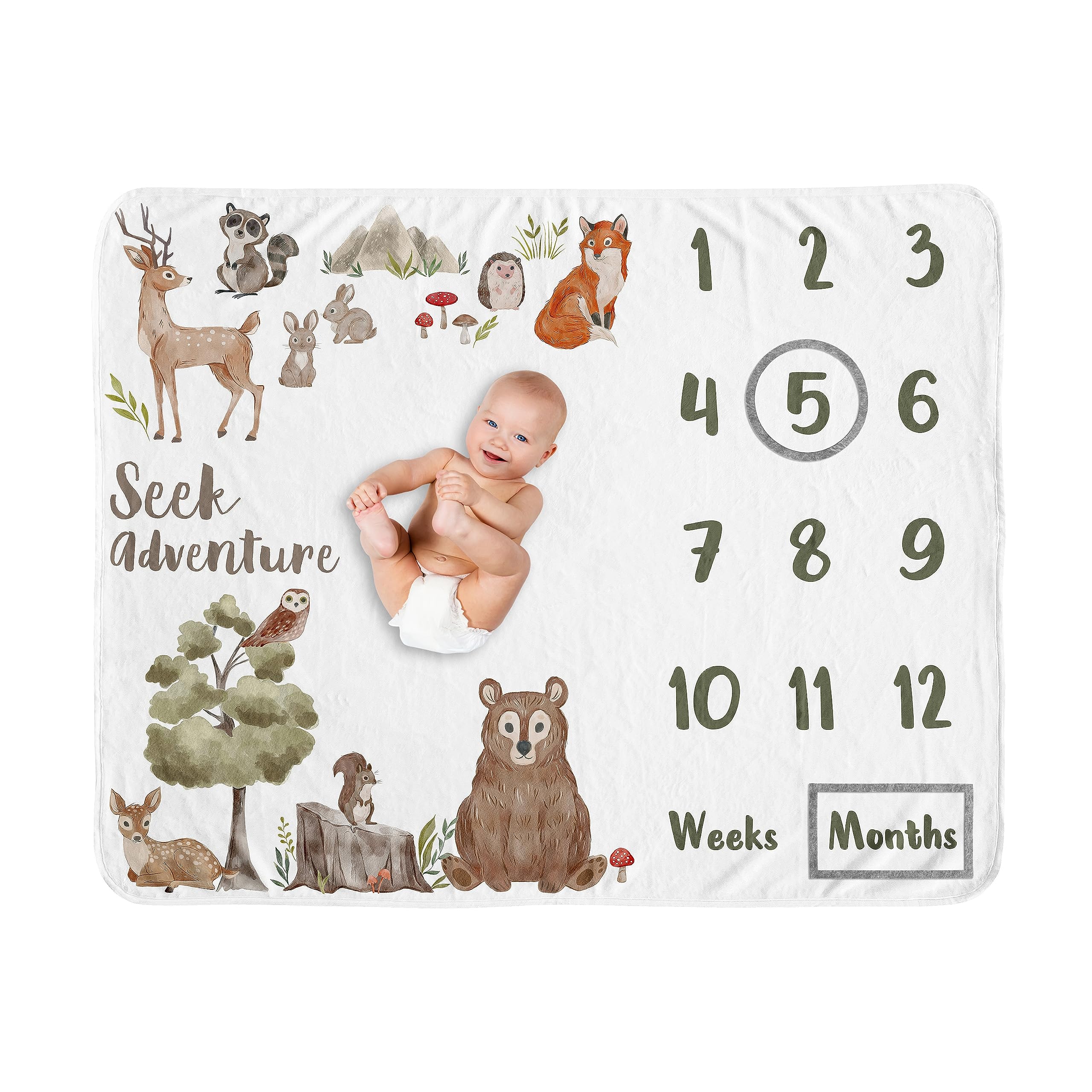 Sweet Jojo Designs woodland milestone blanket for adorable monthly photos