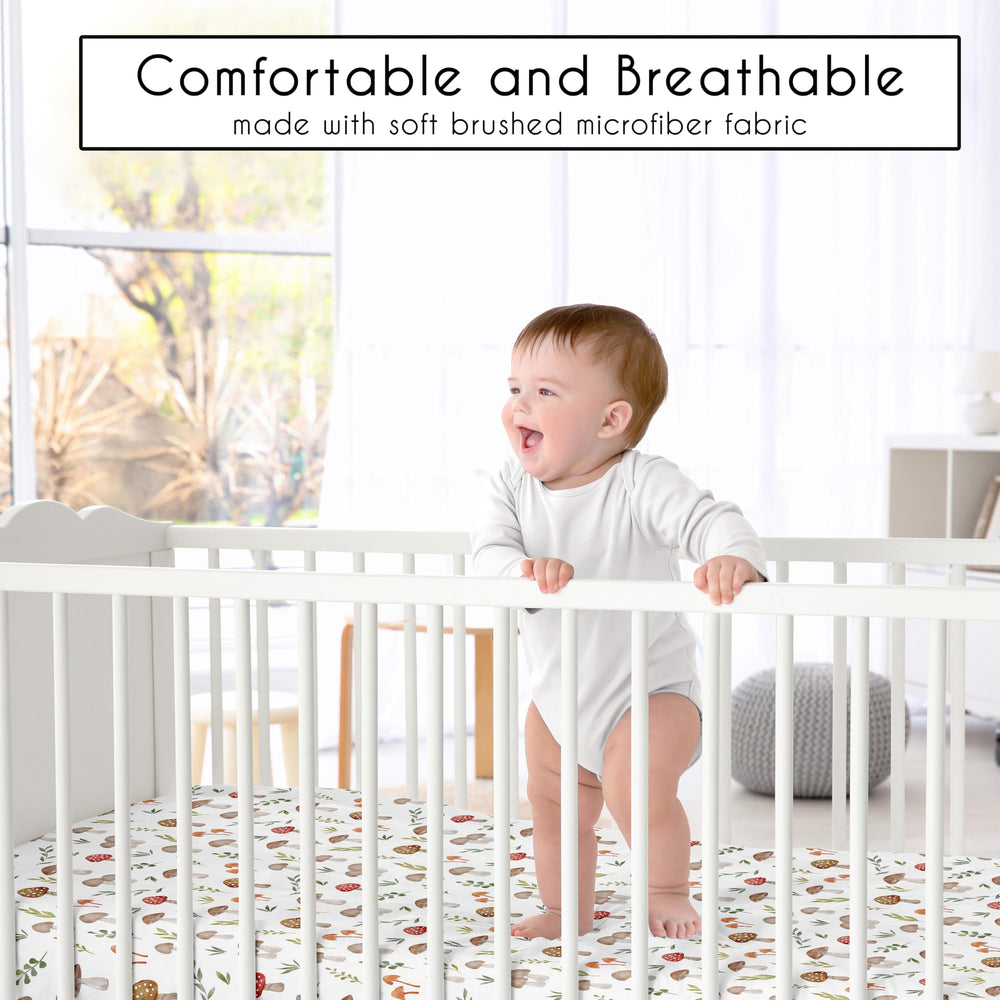 Sweet Jojo Designs crib sheet fabric closeup highlights soft brushed microfiber and cozy touch