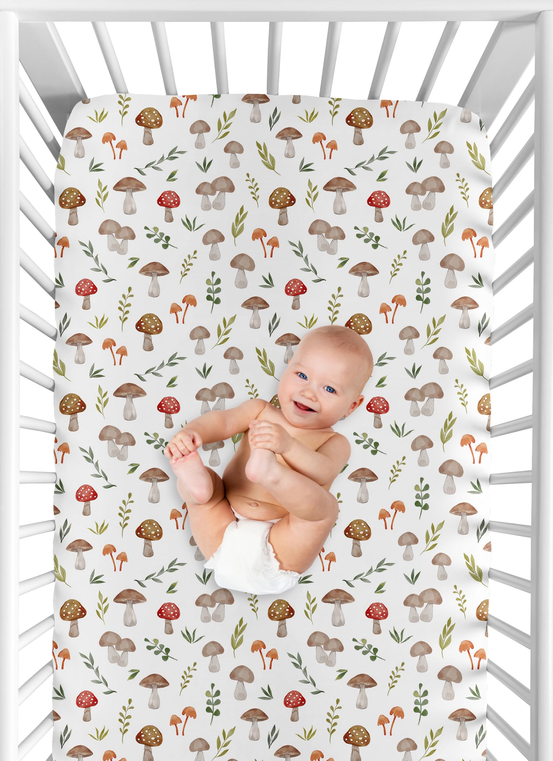 Sweet Jojo Designs gender-neutral crib sheet enhances forest-inspired baby room