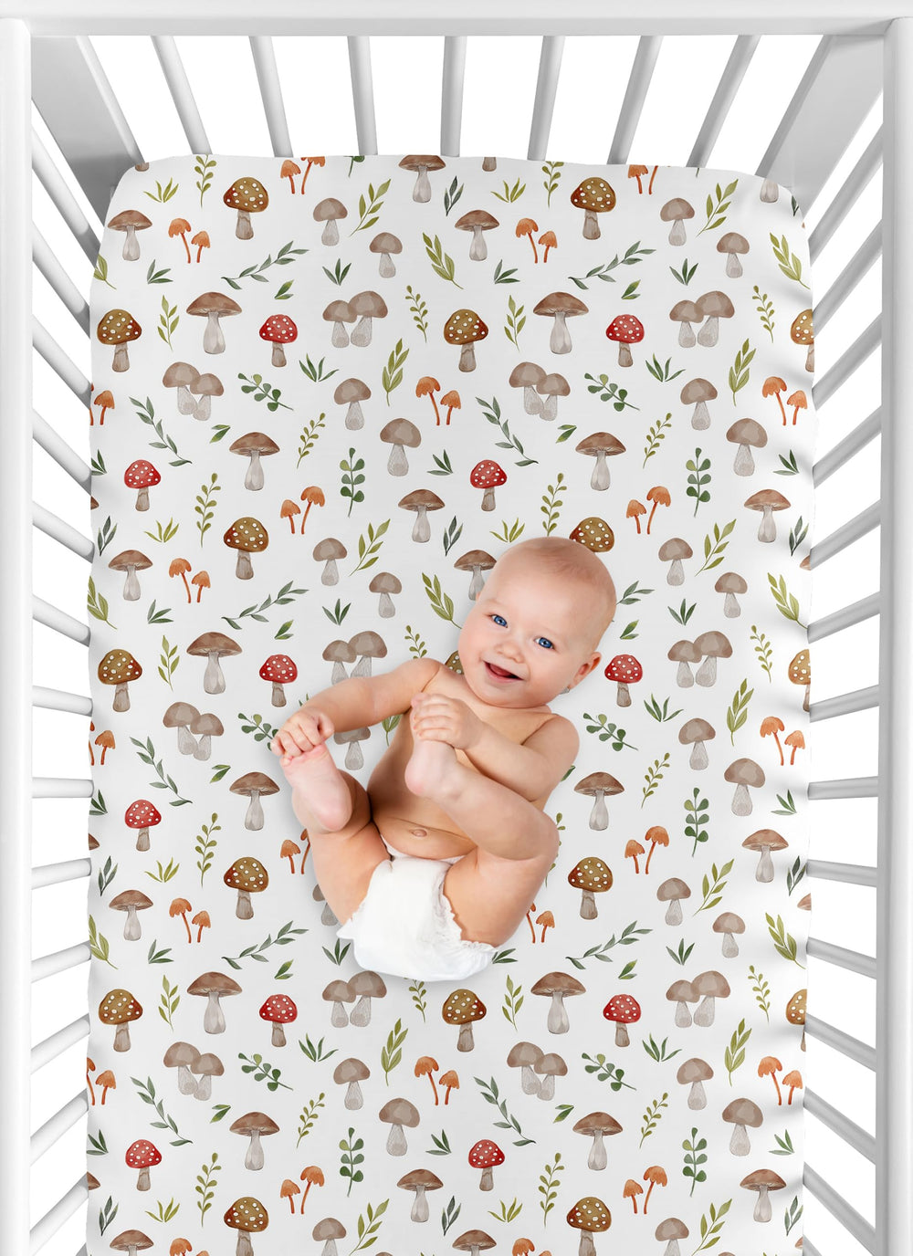 Sweet Jojo Designs gender-neutral crib sheet enhances forest-inspired baby room
