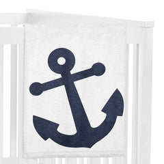 Sweet Jojo Designs navy anchors graphic on fleece creates cozy photo backdrop