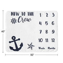 Sweet Jojo nautical blanket featuring 'New To The Crew' inspiring sentiment