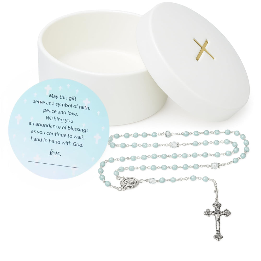 Sweet Treasures Gifts blue rosary for baptism, a timeless keepsake