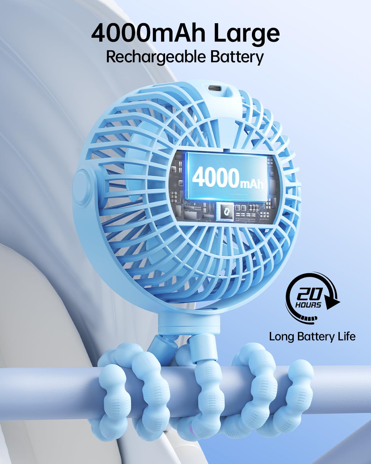 SWEETFULL 360° adjustable airflow for personalized travel cooling.