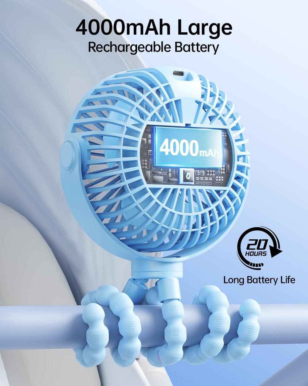 SWEETFULL 360° adjustable airflow for personalized travel cooling.