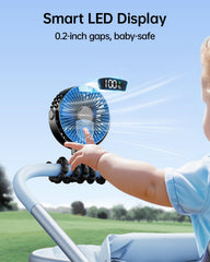 SweetFULL clip-on fan at four speeds delivers customizable cooling on the go.