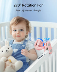 SWEETFULL portable clip-on fan pink speed controls for customizable airflow