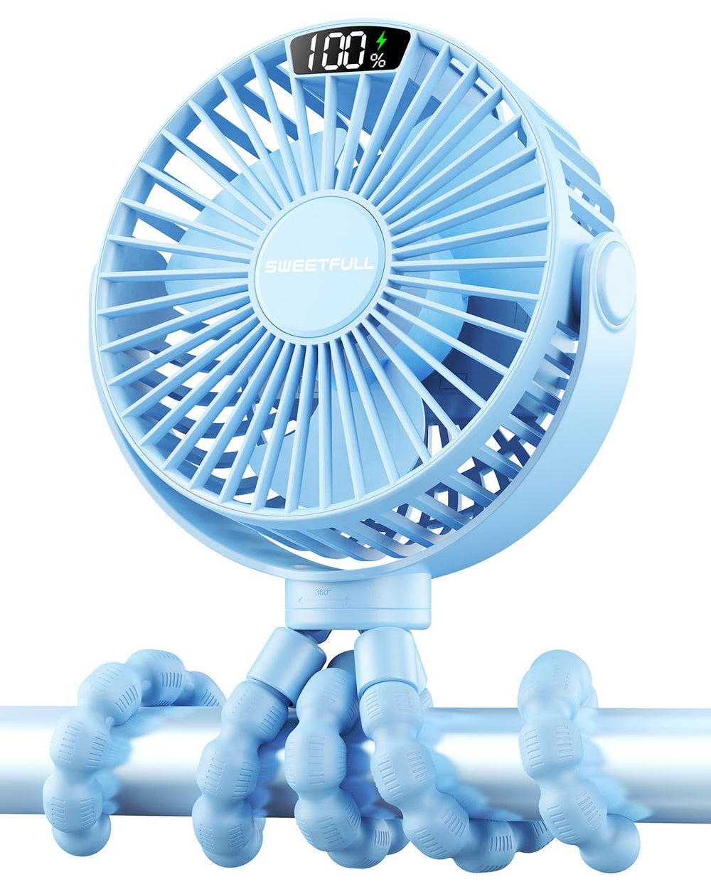 SWEETFULL portable stroller fan with LED display for easy cooling on the go.