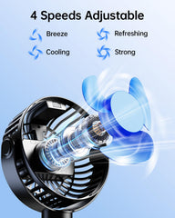 SweetFULL rechargeable 4000mAh battery supports long-lasting cooling during travel.