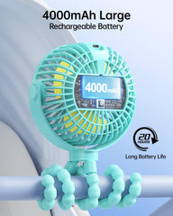 SWEETFULL stroller fan in 360-degree rotation for adjustable airflow.