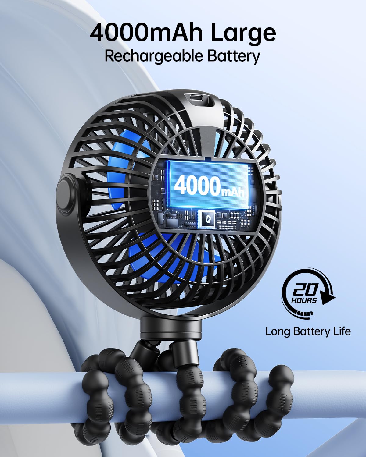 SweetFULL fast Type-C charging powers the fan quickly for busy days.