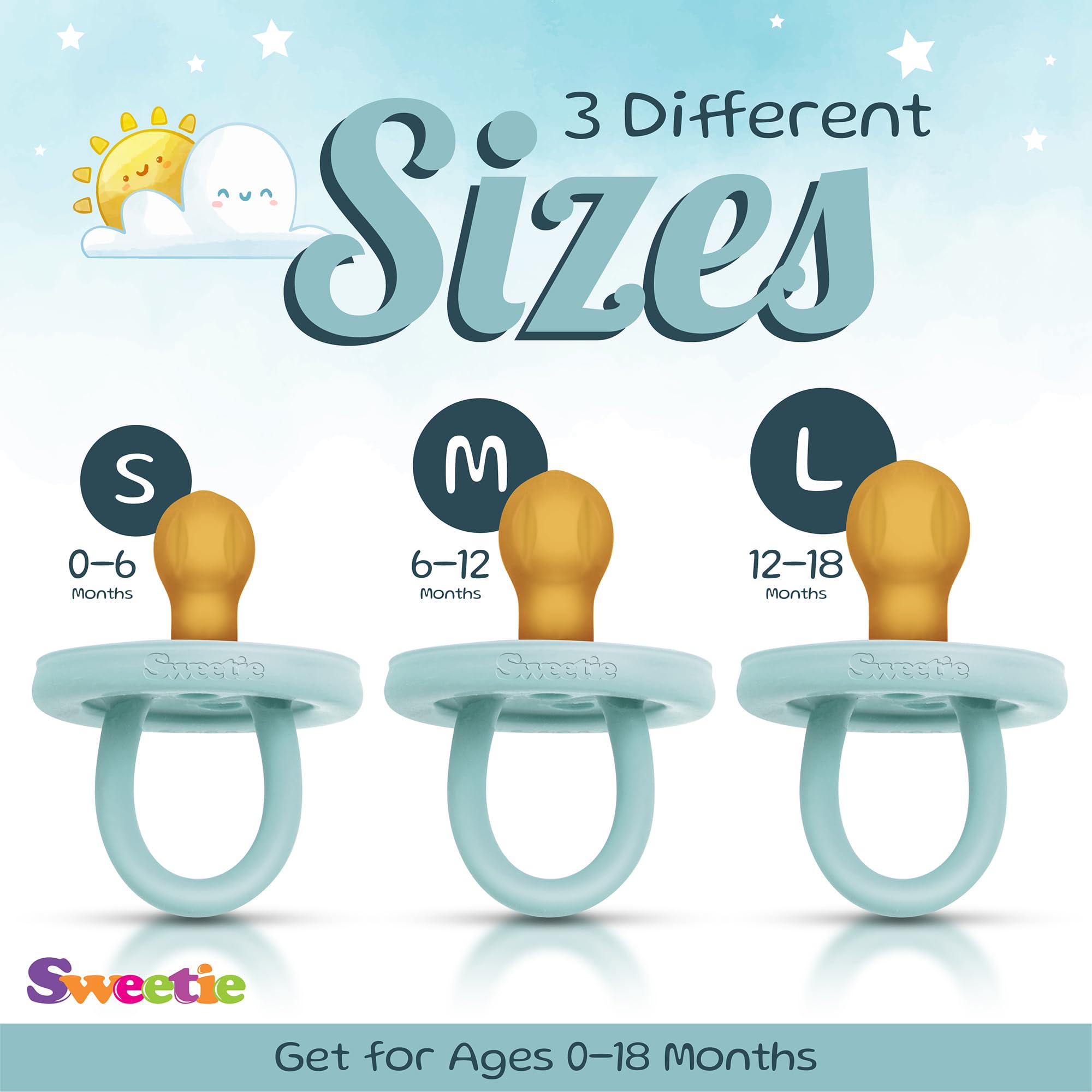 Sweetie pacifier made from natural rubber with soft texture