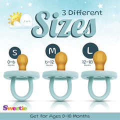 Sweetie pacifier made from natural rubber with soft texture