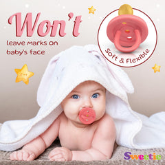 Sweetie pacifier no BPA design emphasizing chemical-free materials.