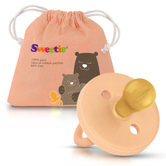 Sweetie Rubber Pacifier with natural rubber rounded nipple in light pink for gentle soothing.