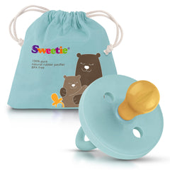 Sweetie rubber pacifier with turquoise rounded nipple for soothing babies