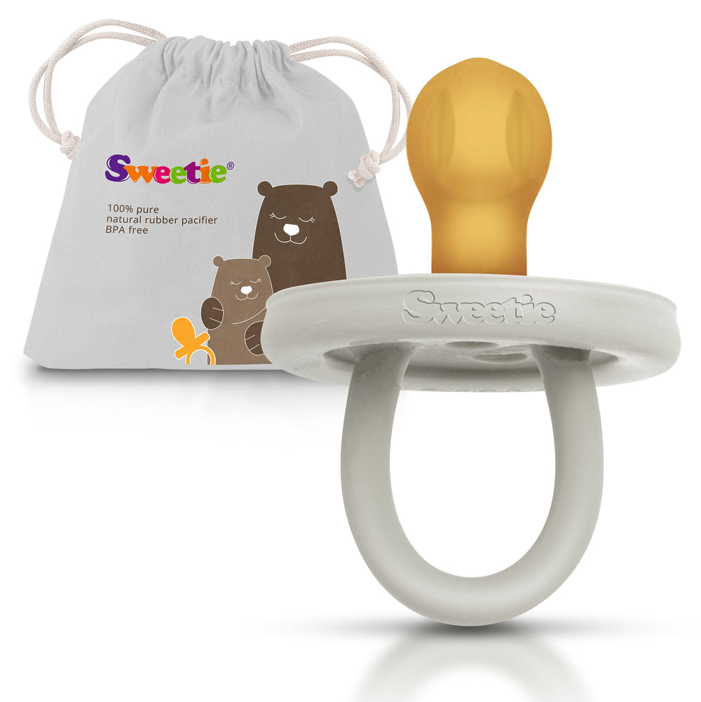 Sweetie rubber pacifier soft rounded nipple grey; designed for comfortable feeding and calm at rest.