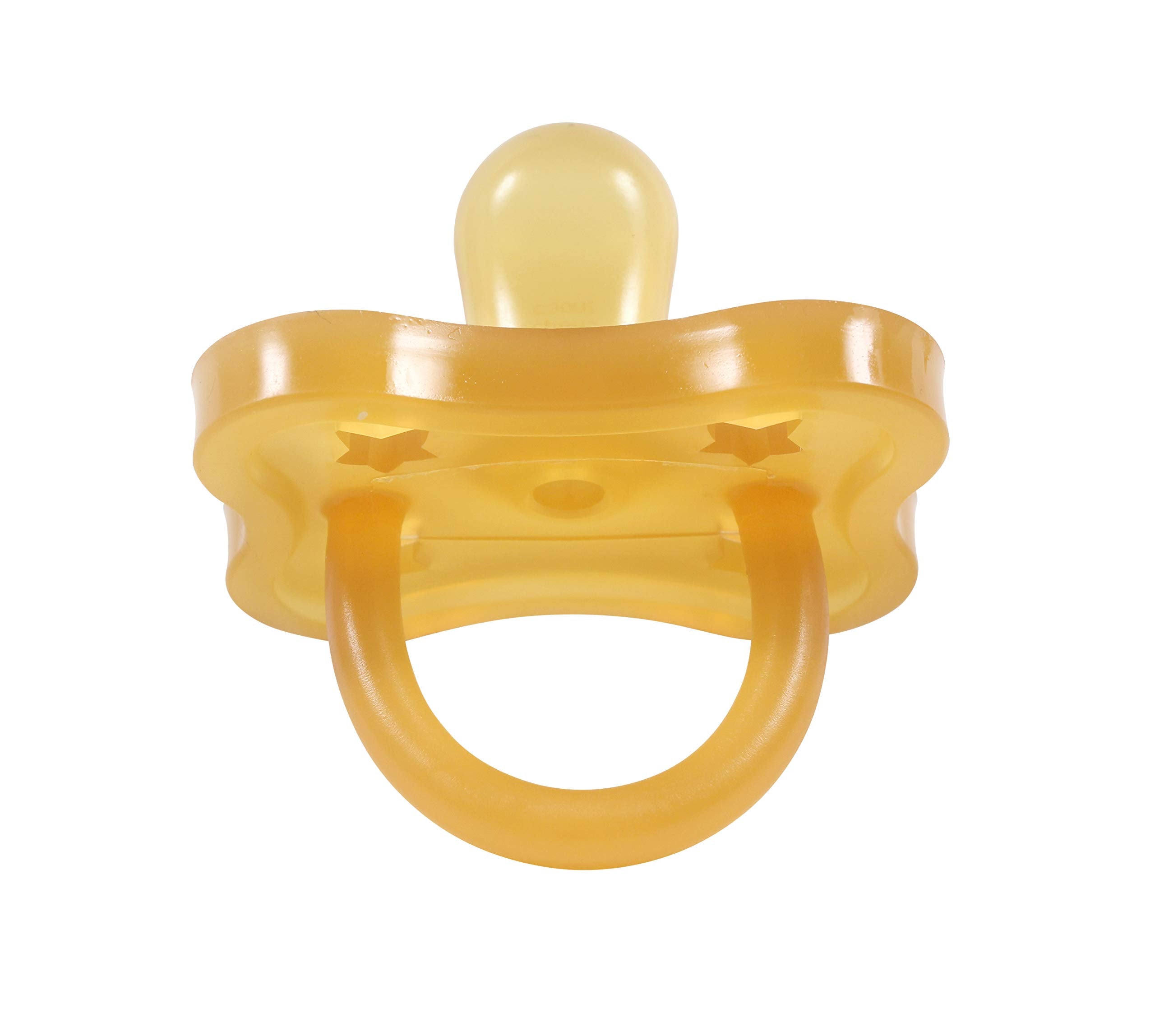 Sweetie star-shaped pacifier packaging view conveys product safety and eco-friendly claim.