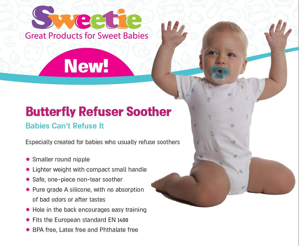 Sweetie 2-pack silicone pacifiers in retail box, ready for gifting or quick restock