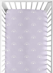Sweet Jojo Designs lavender boho rainbow crib sheet for a calming nursery vibe