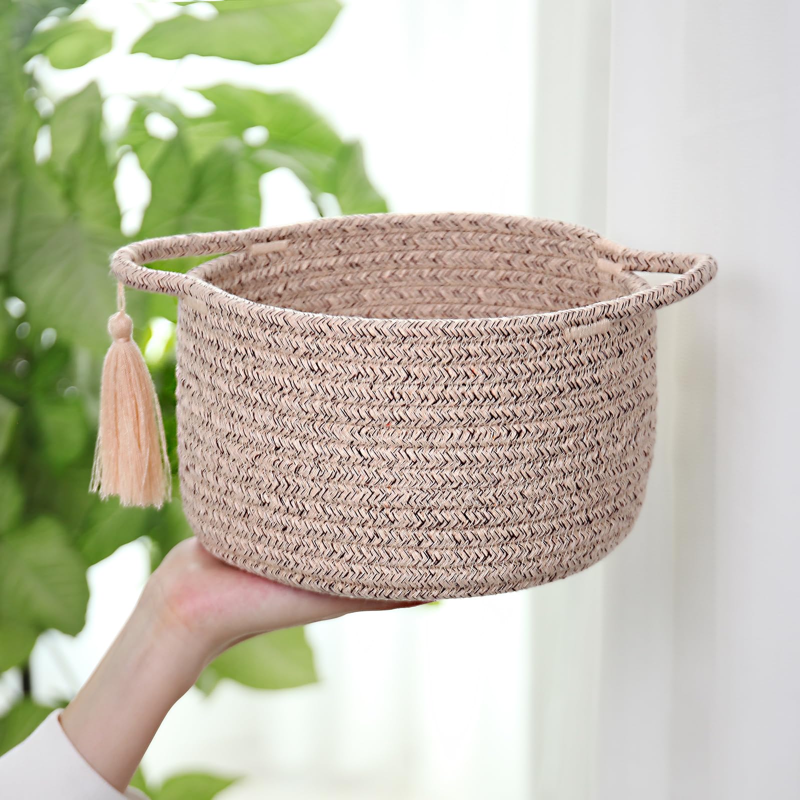 SweetMemo eight by four point seven inch basket fits vanity and shelves.