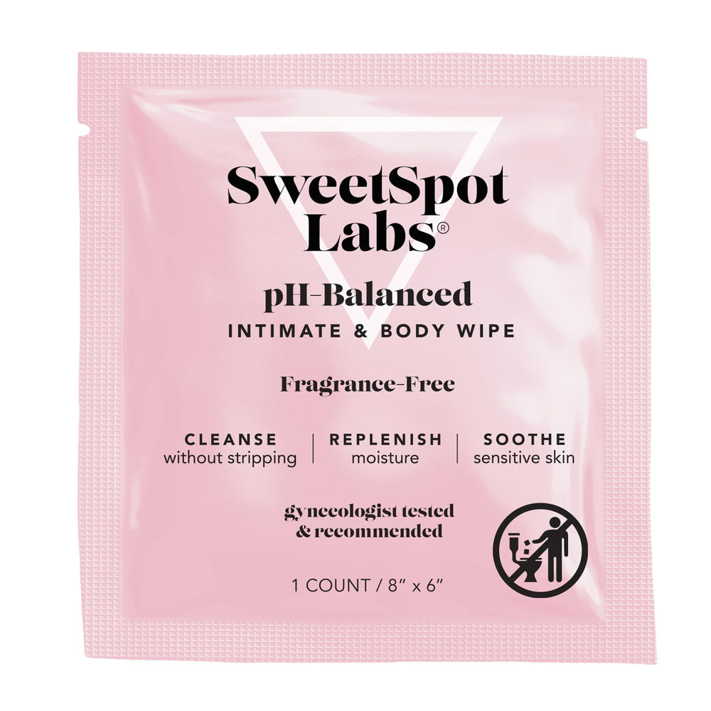 SweetSpot Labs fragrance-free wipes closeup—gentle refreshment for sensitive skin.