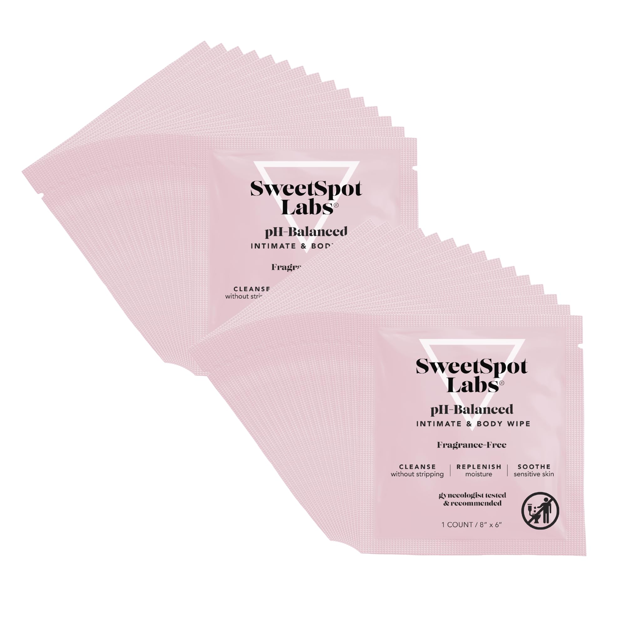 SweetSpot Labs On-The-Go wipes pack—fragrance-free convenience for daily cleansing.
