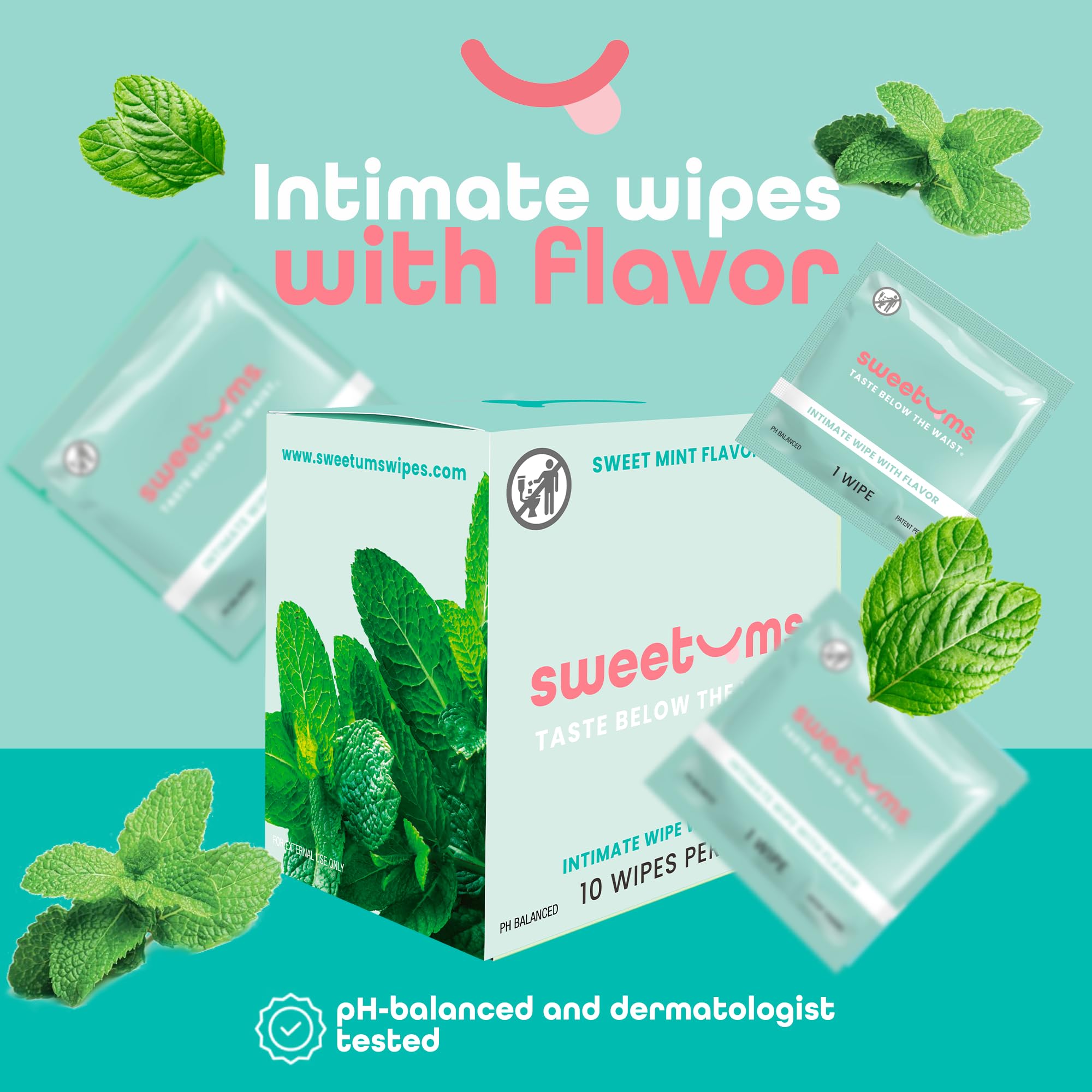 Sweetums wipes individually wrapped for discreet portable freshness