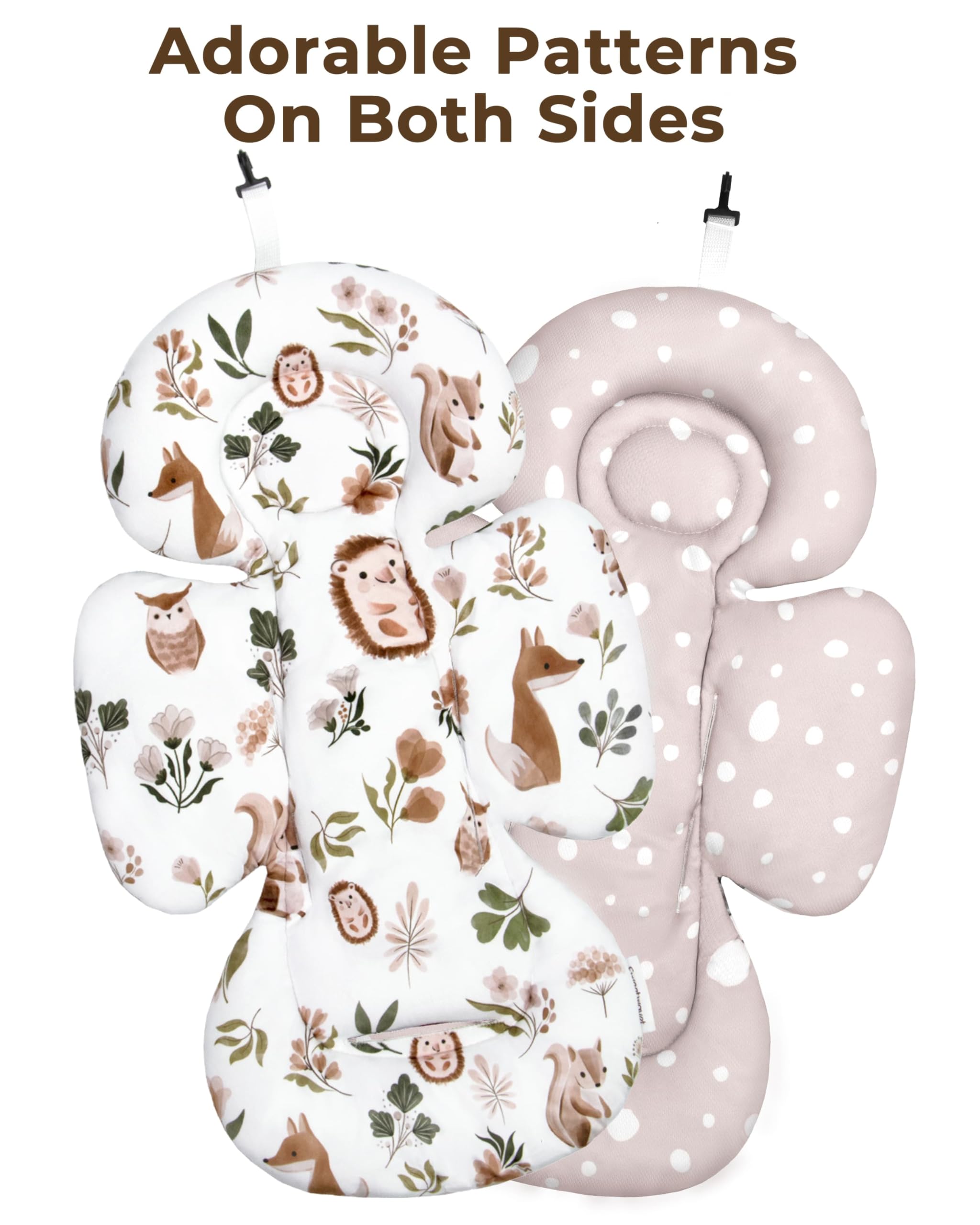 Sweetwavet infant insert package with insert, belt covers, and sensory balls.