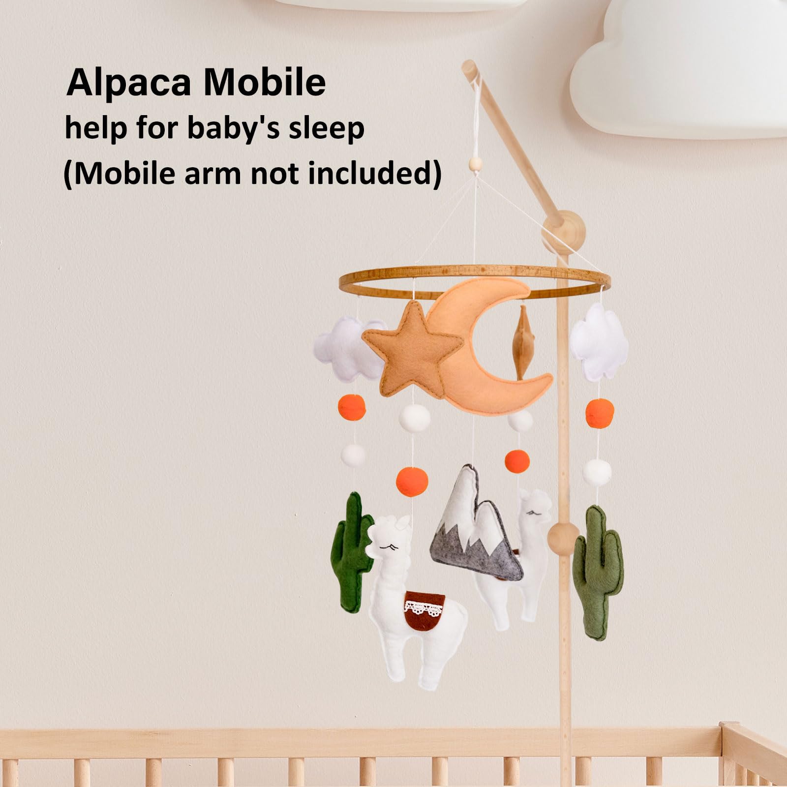 Sweety Baby clouds and stars desert mobile adds calming nursery decor