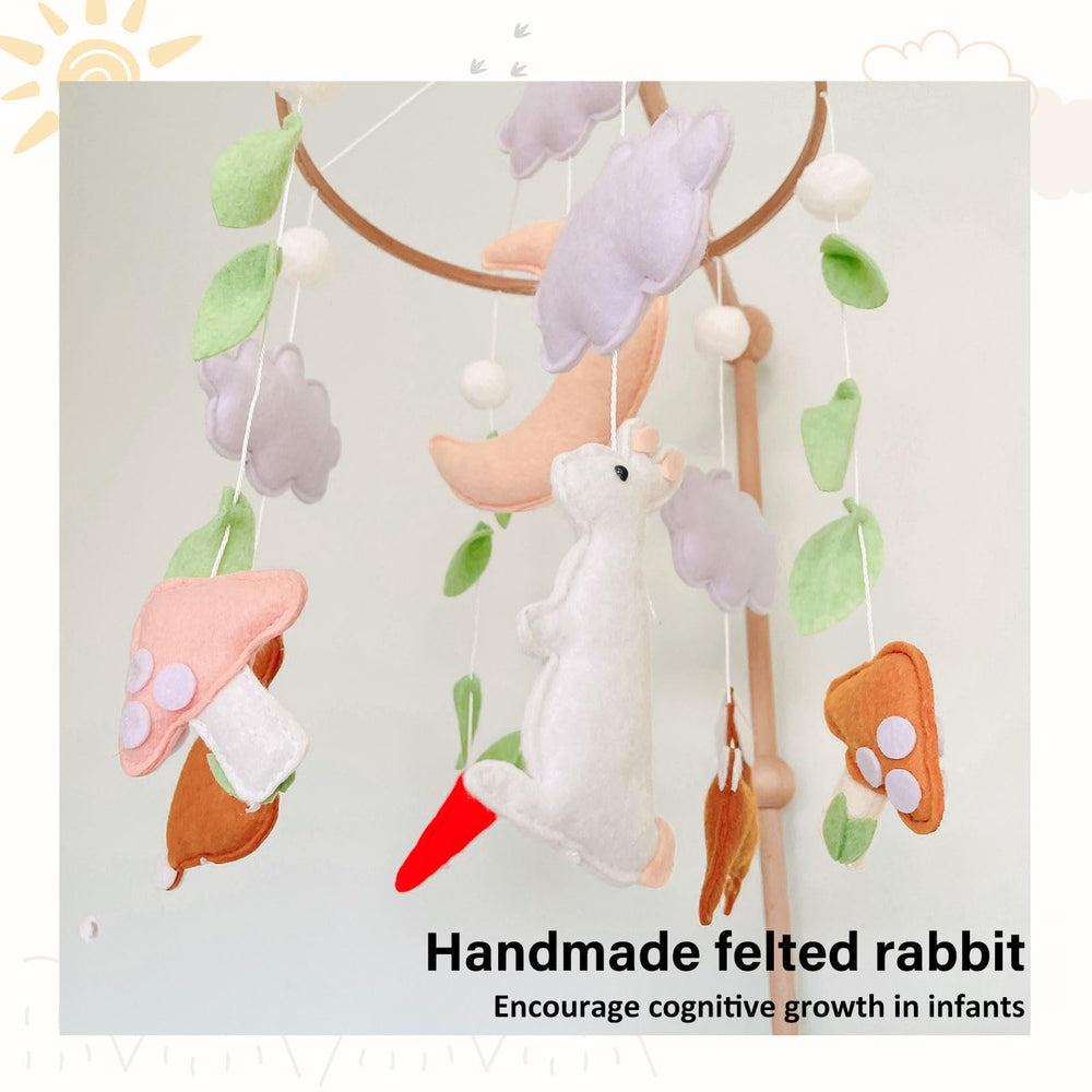 Sweety Baby crib mobile in neutral tones blends with any boys or girls nursery.